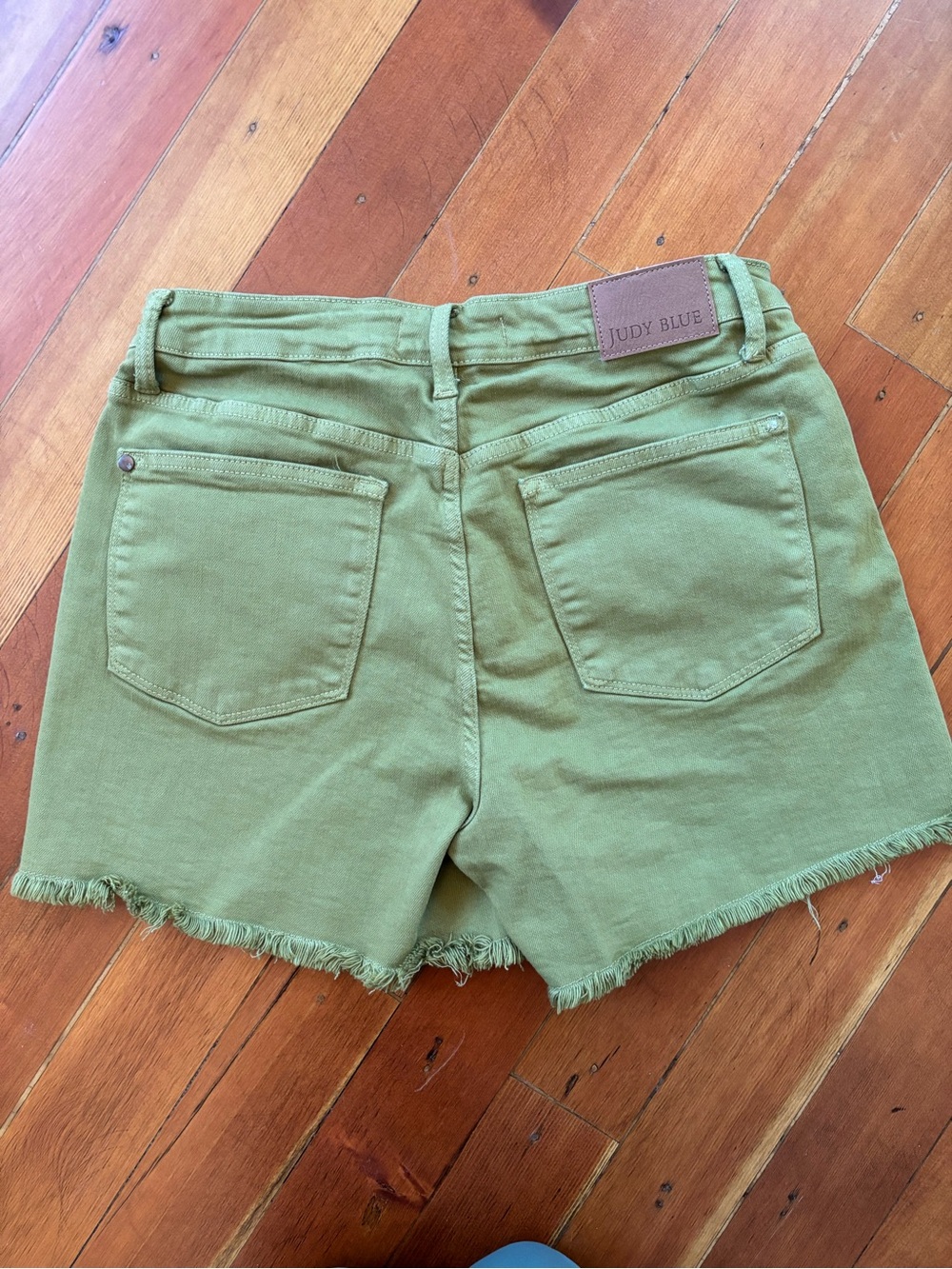 Judy Blue Olive Green Frayed Hem Denim Shorts
